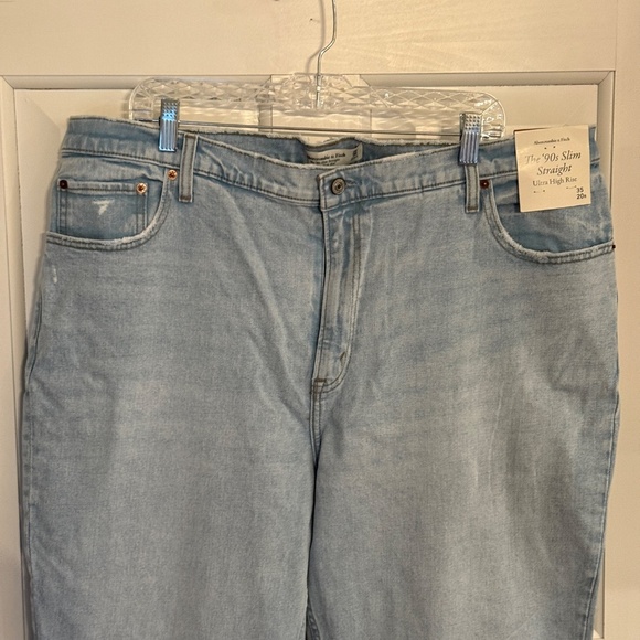 New! Abercrombie & Fitch Ultra High Rise 90s Straight Jean Blue 31911 - Picture 7 of 16
